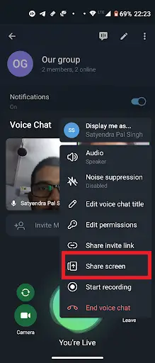 Telegram group video call