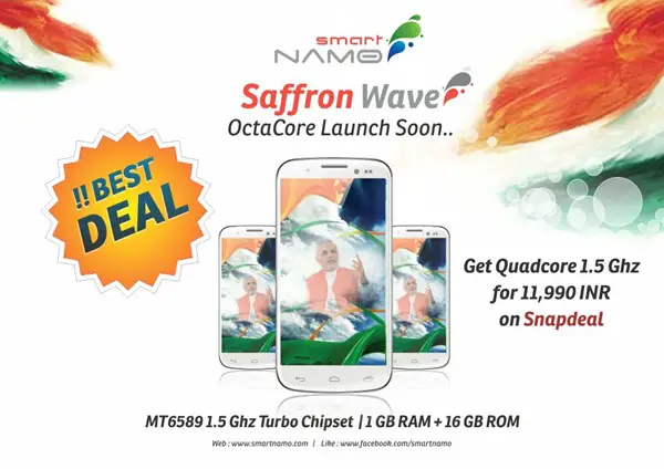 Smart NaMo Saffron one with Full HD display  MT6589T now at Rs  11 990 - 64