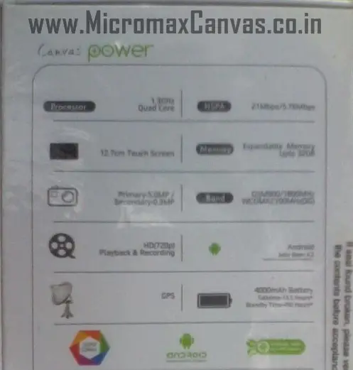 Micromax Canvas Power with Quad Core and 4000 mAh battery  Leaked  - 81