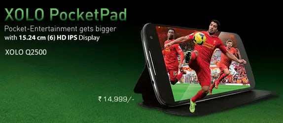 Xolo Q2500 PocketPad with 6 inch Display and Quad core at 14 999 INR - 64