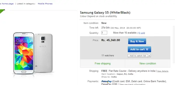 Samsung Galaxy S5 available at 45 400 INR but Samsung Denies Price Cut - 97