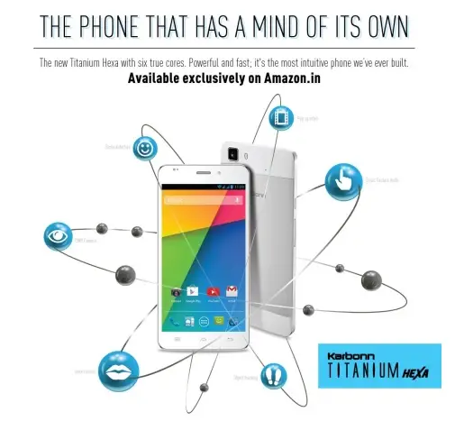 Karbonn Titanium Hexa will Exclusively Retail on Amazon for 16 990 INR from 20th May 2014 - 20