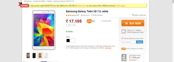 Exclusive  Galaxy Tab 4 7 Inch Spotted On Sale in India for 17 105 INR - 71