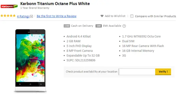 Karbonn Titanium Octane Plus Retailing Exclusively on Snapdeal for 17 990 INR - 56