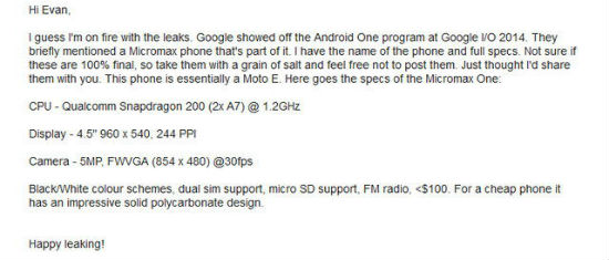 Supposed Specifications of Micromax Android One Smartphone Hit the Web - 16