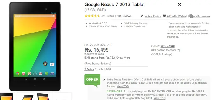 Nexus 7 16 GB is Now selling for 15 499 INR on Flipkart - 70