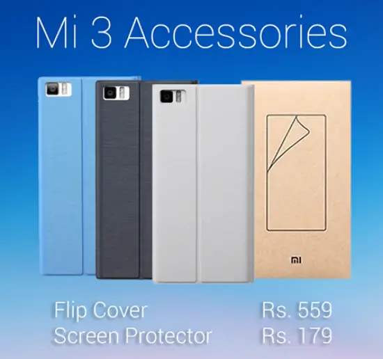 Xiaomi Mi3 Flip Cover and Screen Guard up for Pre Order at 559 INR and 179 INR - 90