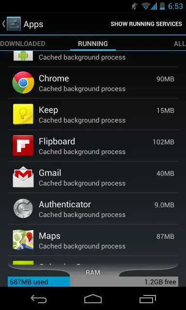 android cached background processes