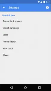 Google Now Settings