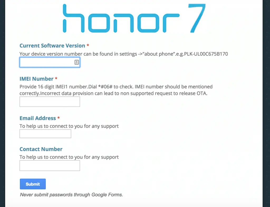 Honor7 Form