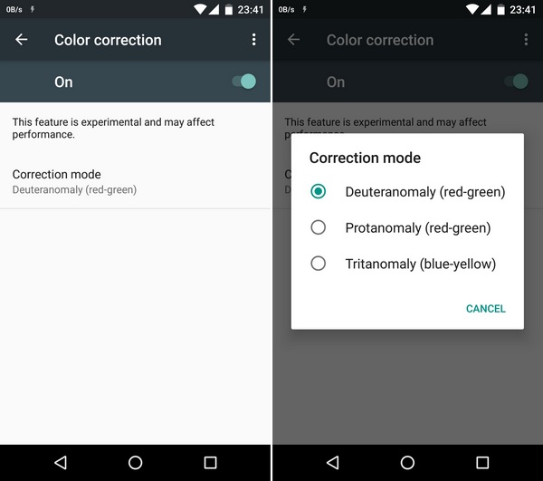 Android Color Correction modes
