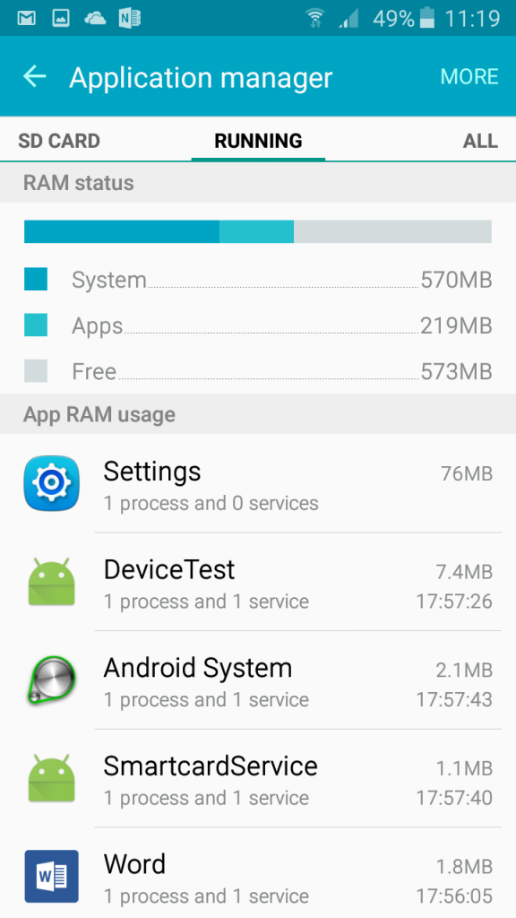 Samsung Galaxy J3 Free RAM