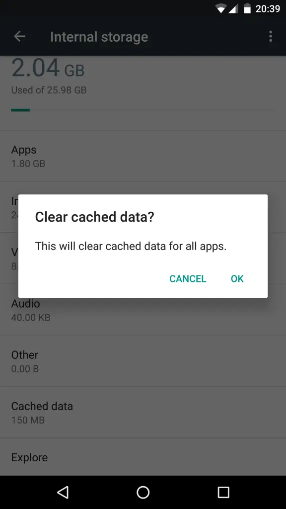 Clear Android Cache