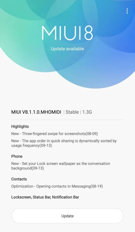 Redmi Note 3 MIUI 8 Changelog
