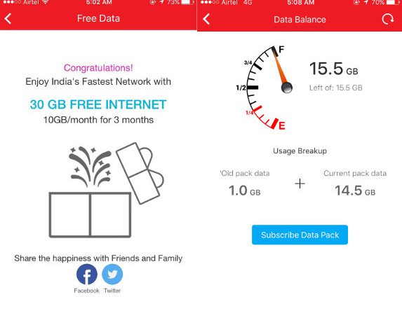 Airtel-postpaid-free 4G data 30GB