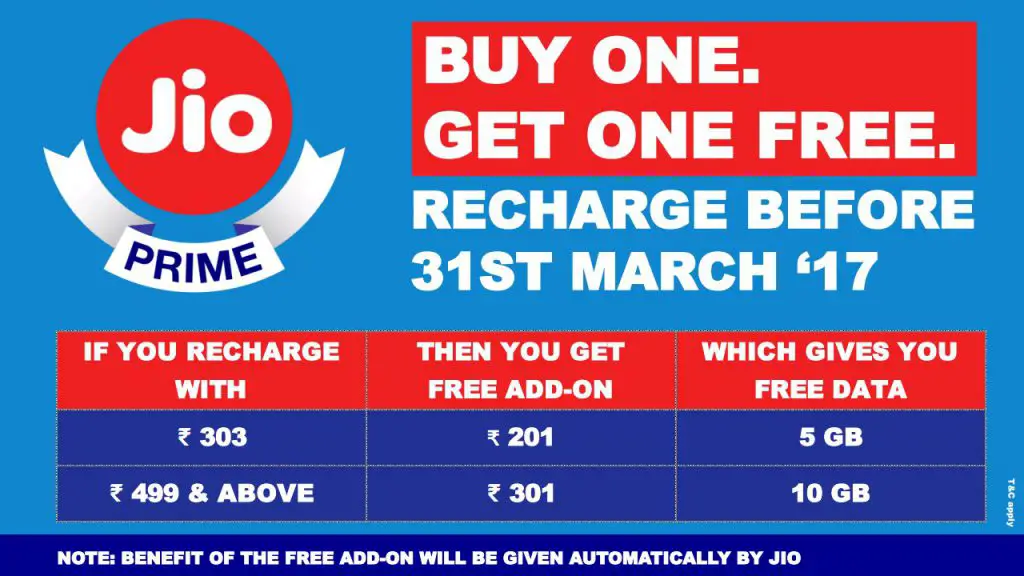 Reliance Jio Prime Buy One Get One Offer