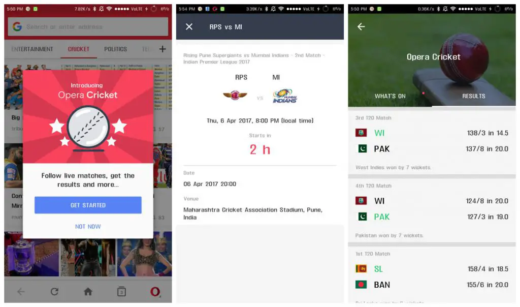 Opera Mini Cricket