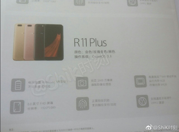 Oppo R11 Plus Specifications
