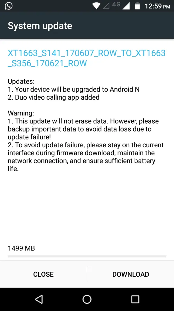Motorola Moto M Android 7.0 Nougat