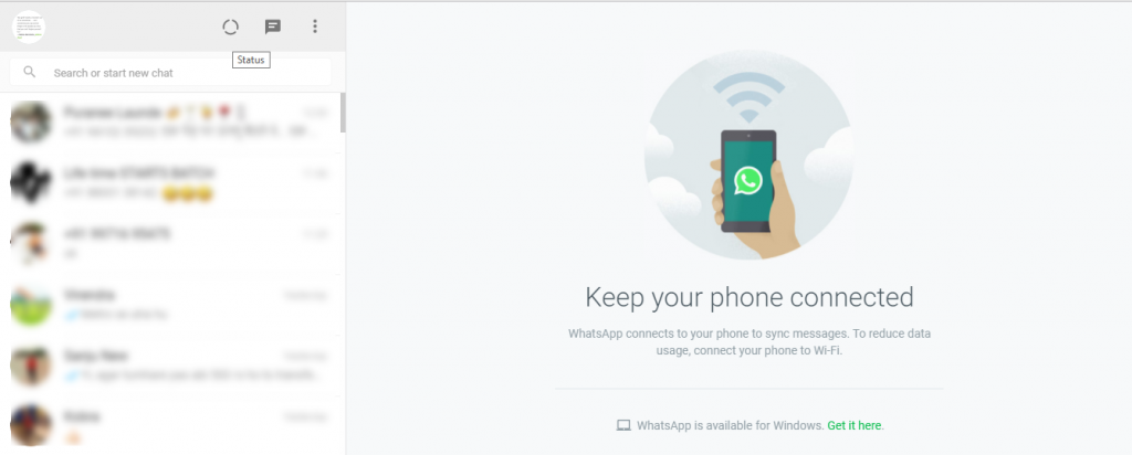 Whatsapp desktop status feature