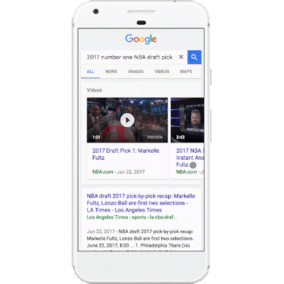 Google search video preview