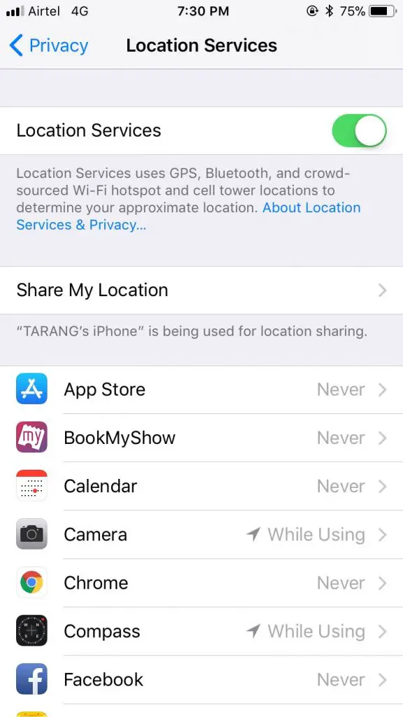 iOS 11 location services