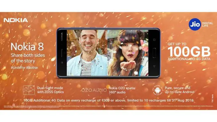Nokia 8 Reliance Jio offer Nokia 8 Reliance Jio offer