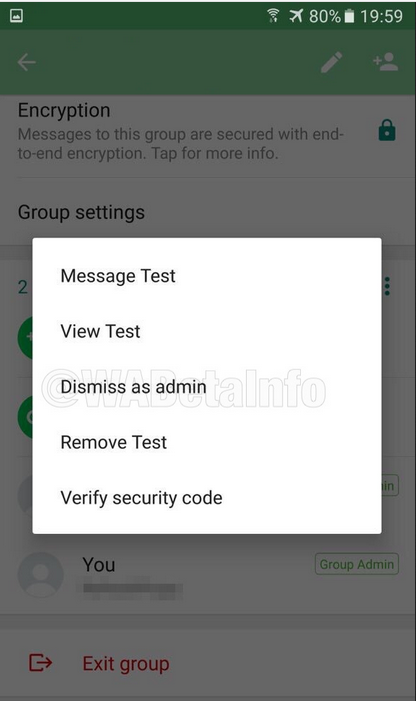 WhatsApp Dismiss admin