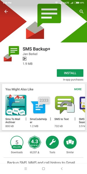 sms backup app does android phones come with it