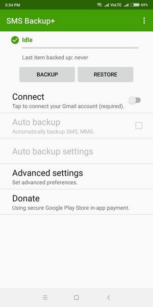 picture sms gmail backup