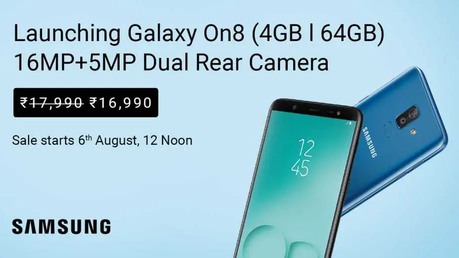 Image result for Samsung Galaxy On8 (2018) Launched in India for Rs. 16,990: Specifications, Features