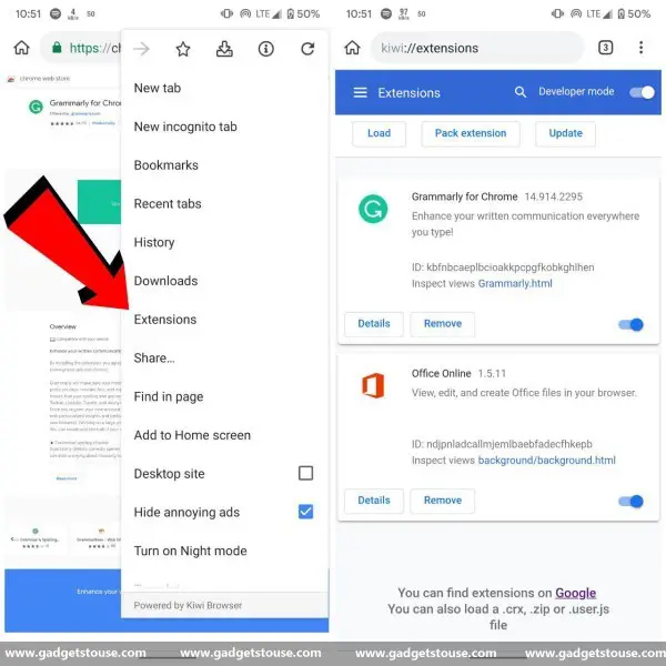 Install Chrome Extensions on Android