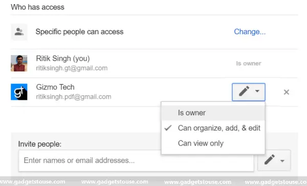 switch google drive owner form one account to another