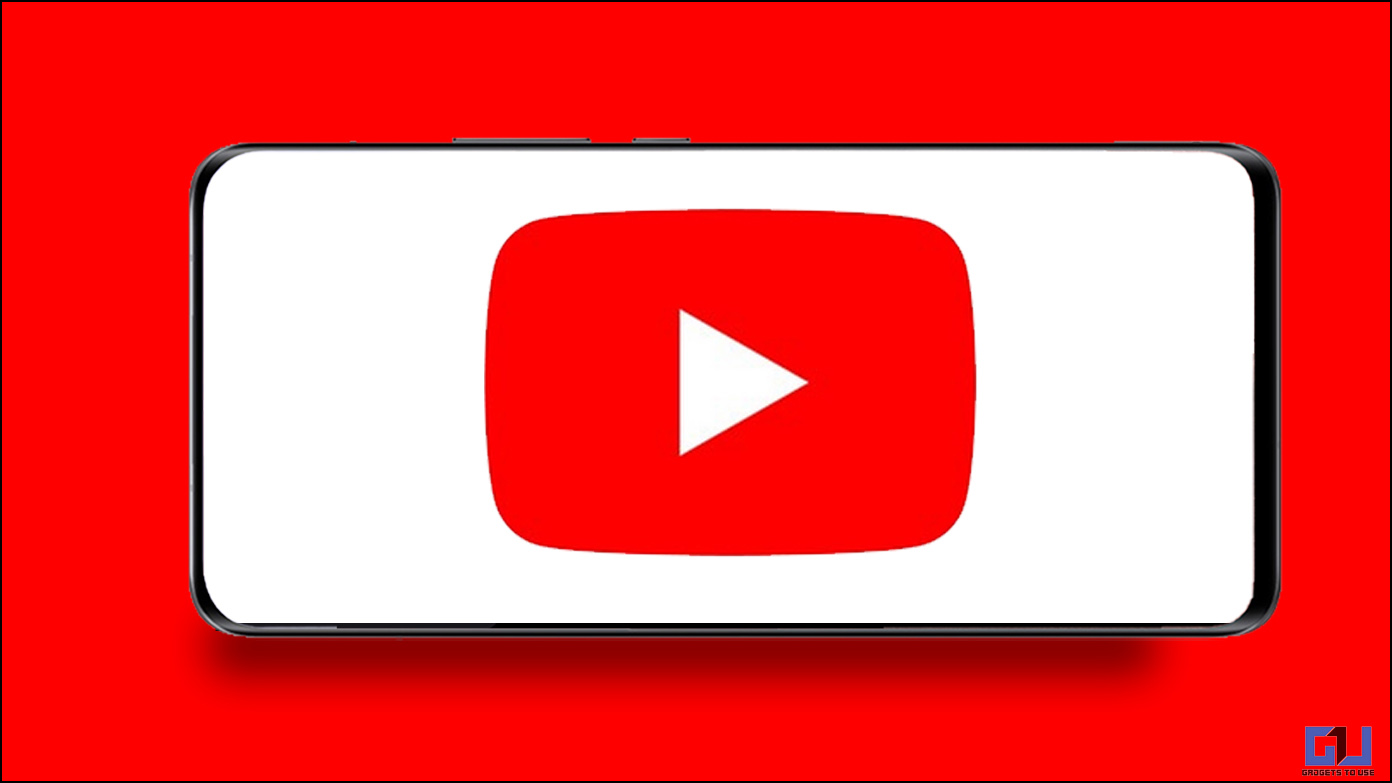 YouTube logo on a horizontal phone with red backdrop
