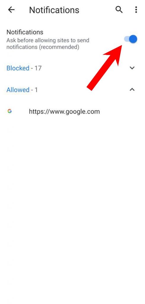 How to stop websites from requesting notification access