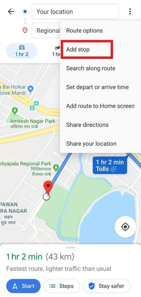 Add multiple stops in Google Maps