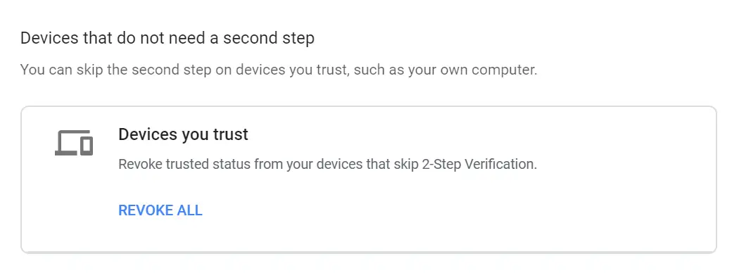 Remove Trusted Devices from Google account