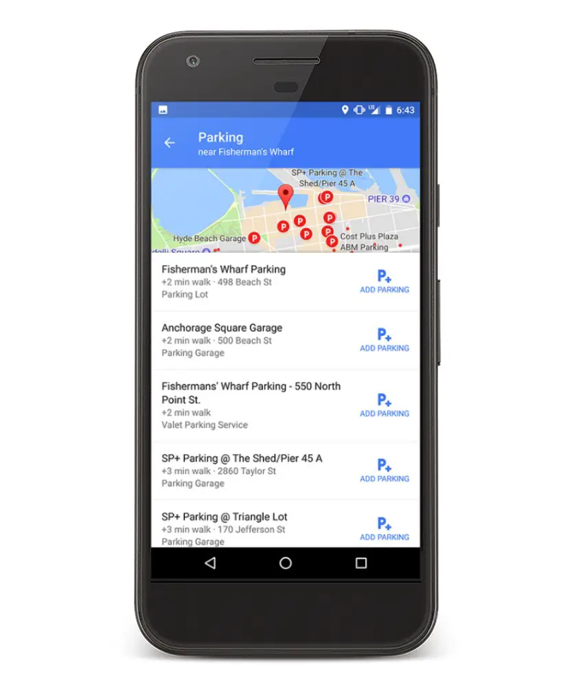 Find Parking using Google Maps