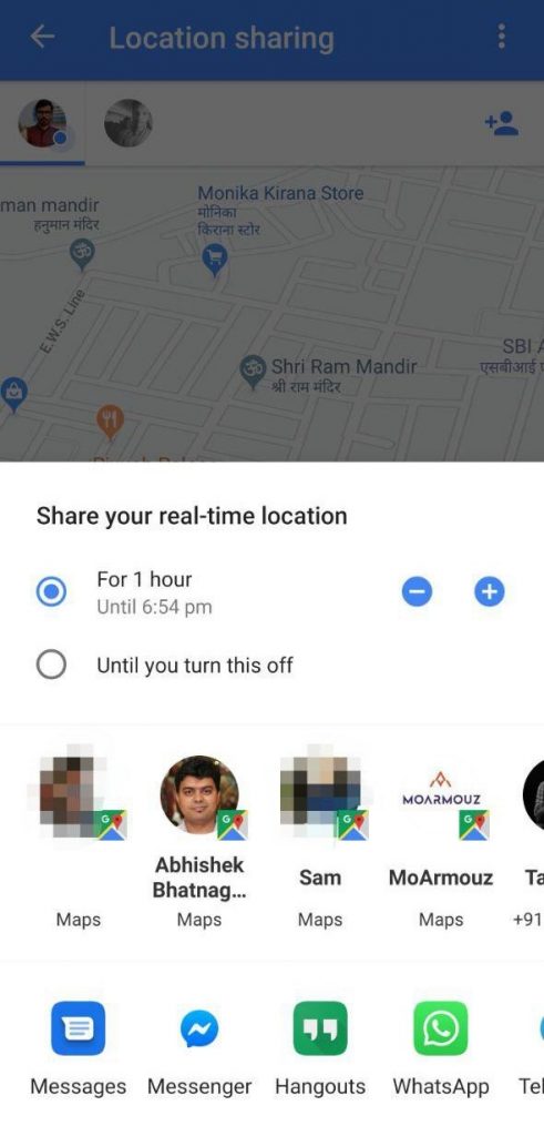 Share Live Location via Google Maps