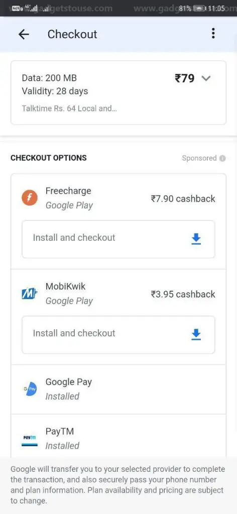 Recharge Mobile Number using Google Search