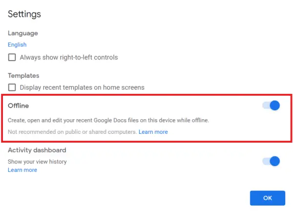 how to use google docs in offline mode