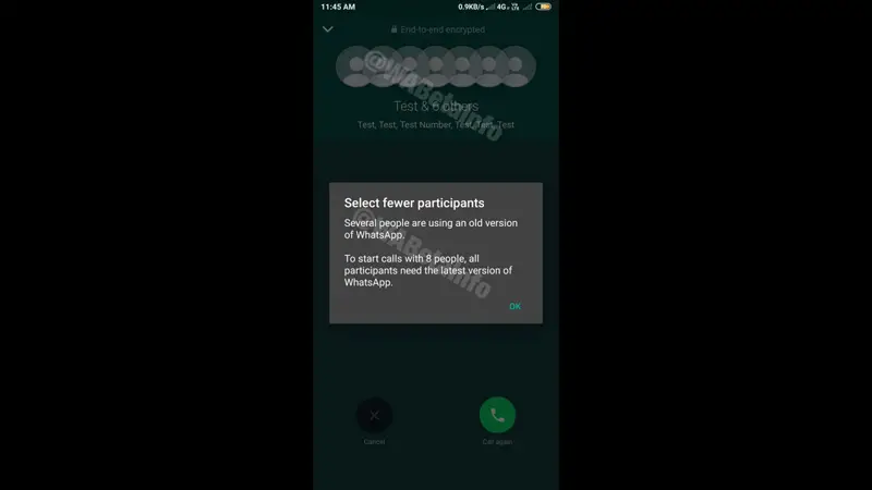 WhatsApp Upcoming Features April- Group Call Limit