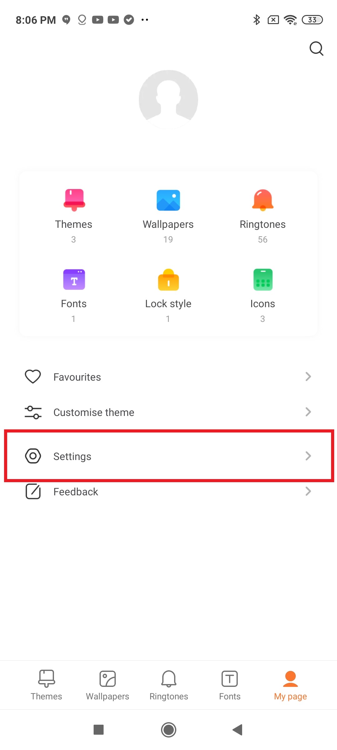 Disable Recommendations in Themes app