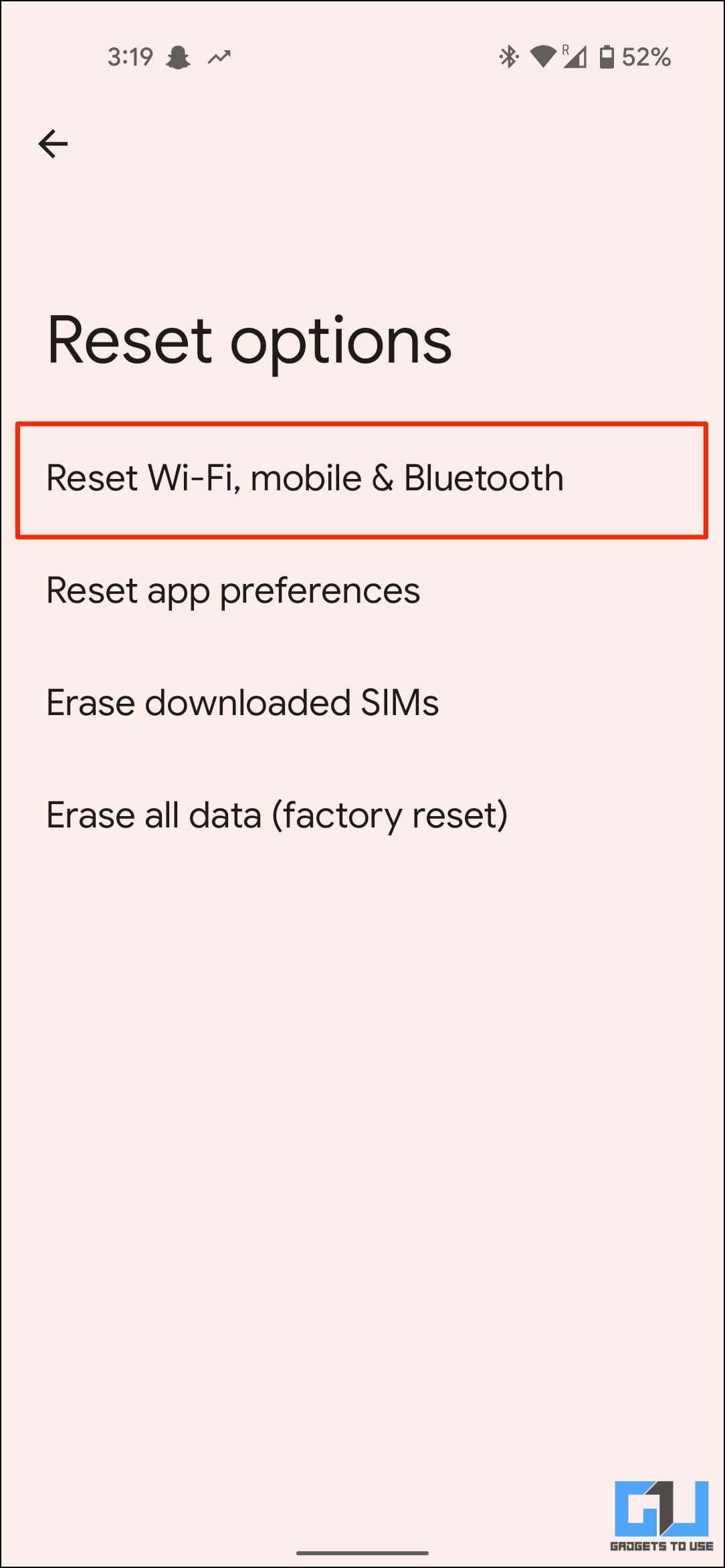 Reset Network Settings Android