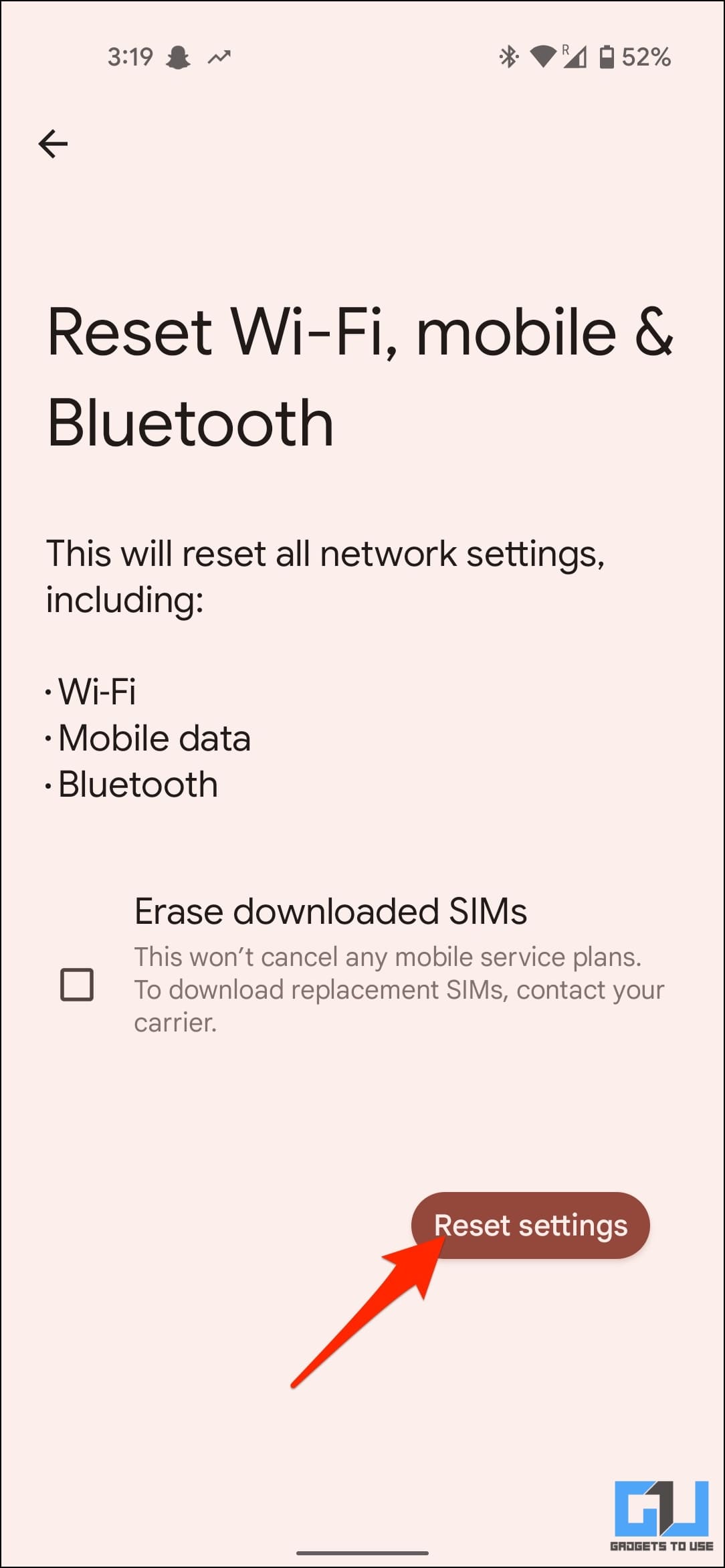 Reset Network Settings Android