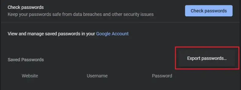 Export Passwords from Google Chrome