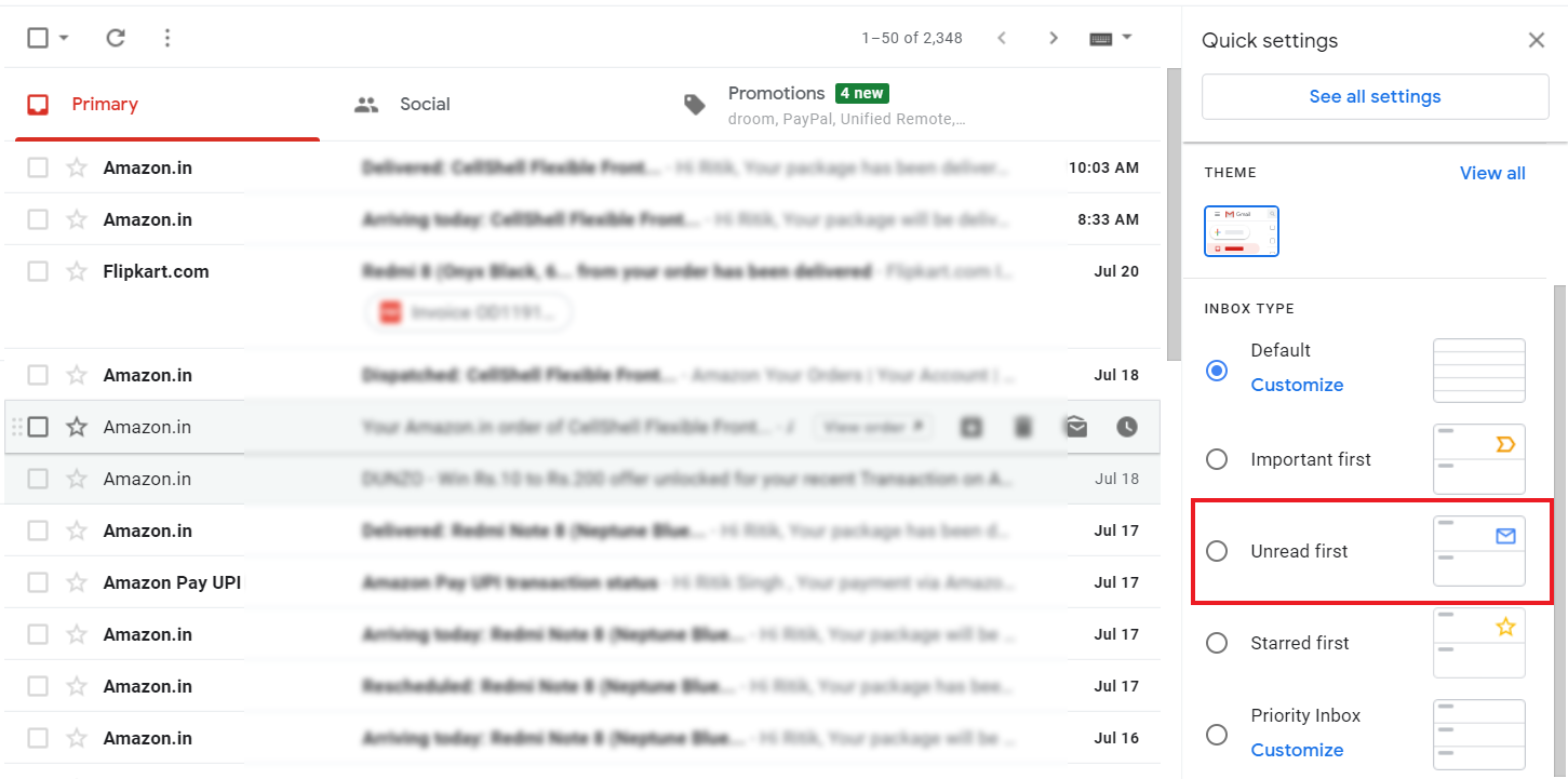 how to stop gmail app delete my unread mail from inbox