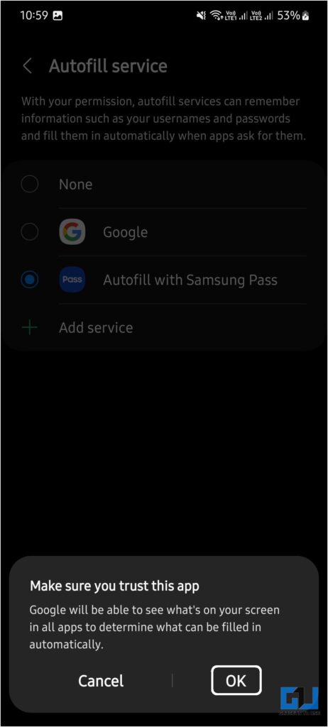Autofill password on Android