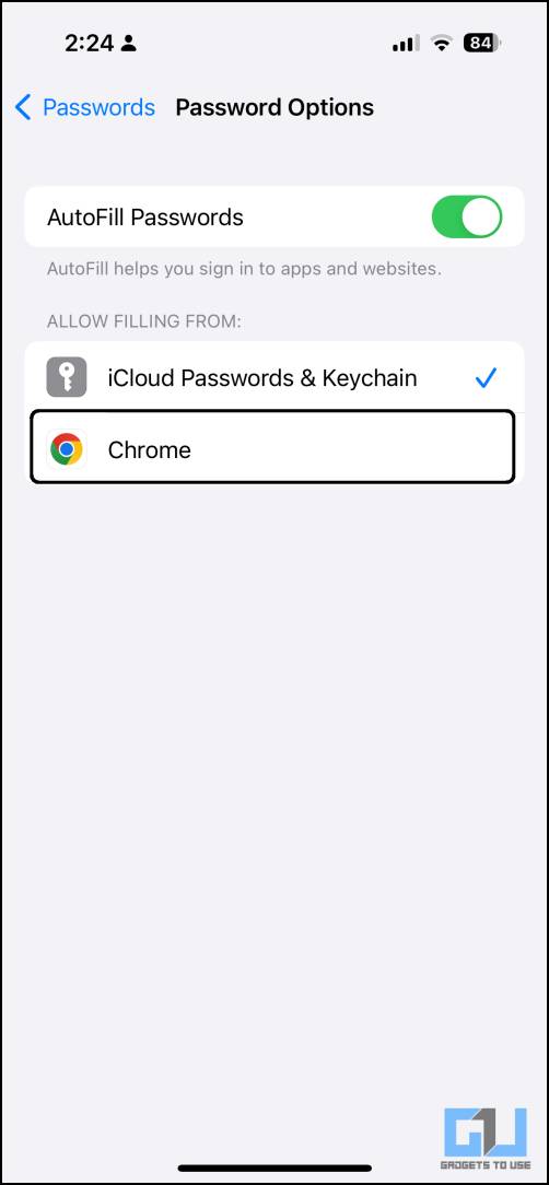 Autofill password on iPhone