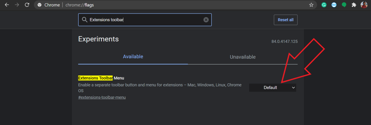 Disable Chrome Extension Toolbar Menu
